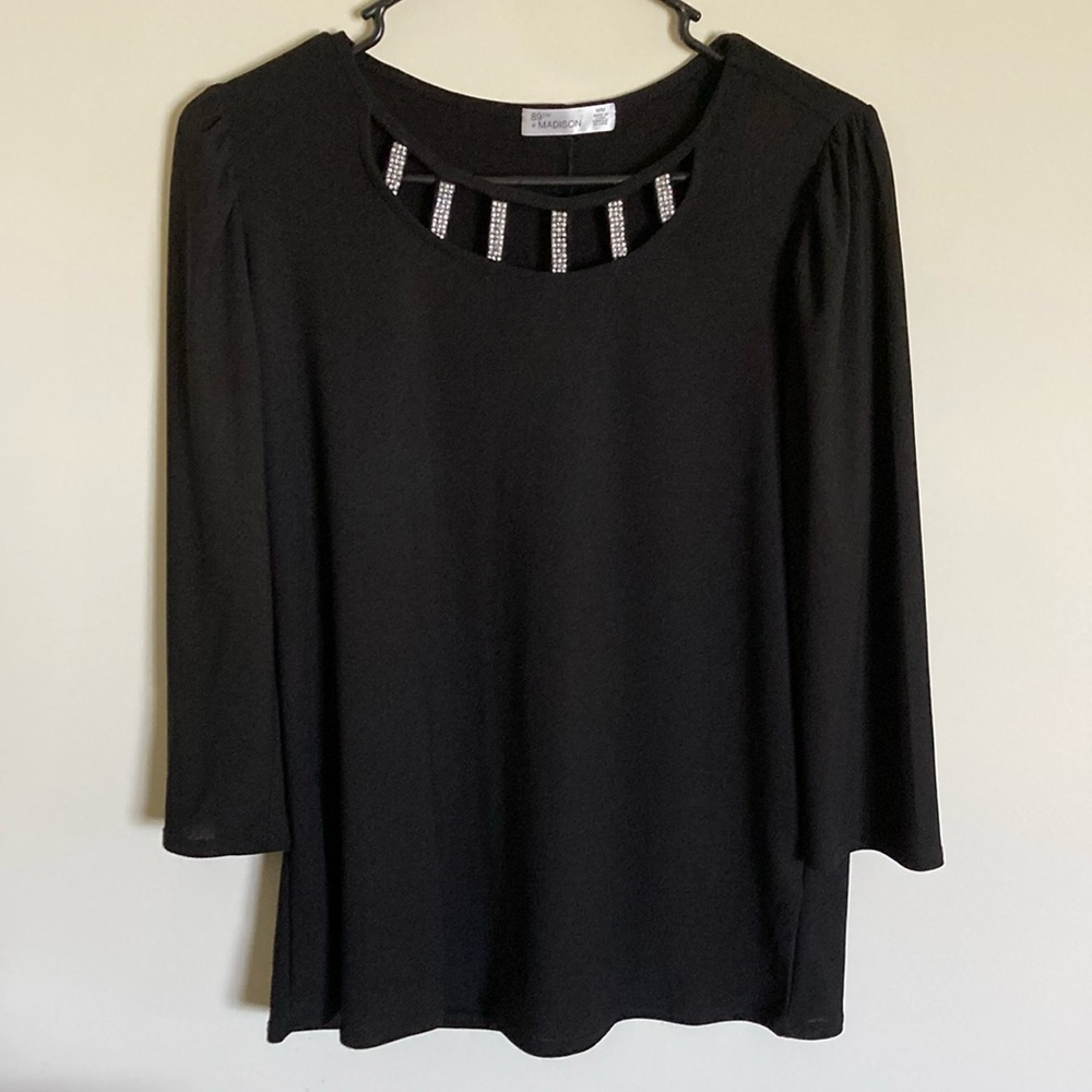 89th and Madison silver-jeweled black top- never worn